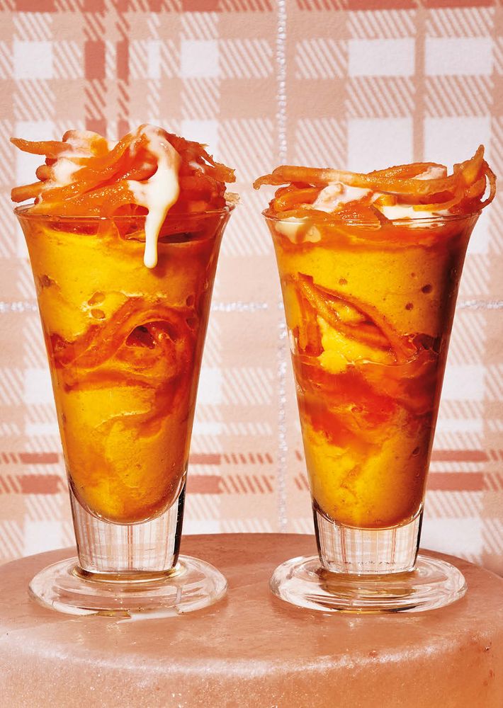 Dolly’s Cantaloupe Refresher Cantaloupe Slush with Cantaloupe Spaghetti