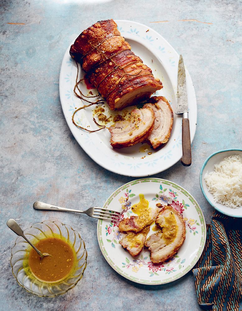 Roast pork with turmeric, ginger & garlic from Fire Islands Recipes