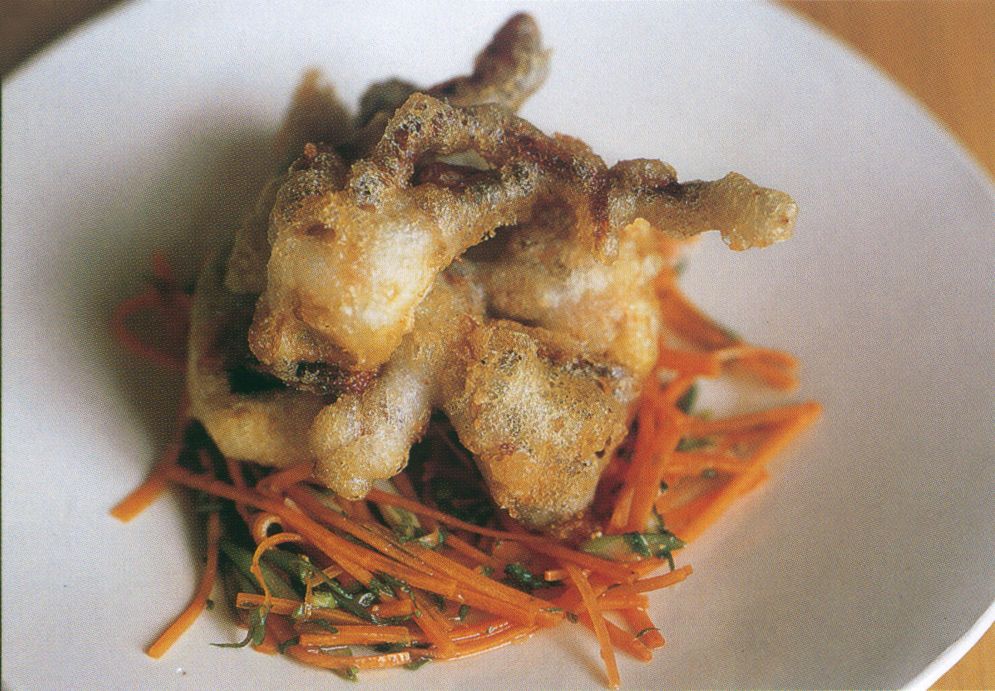 Fried soft-shell crabs with carrot & coriander salad from Fish etc.: the ultimate book for seafood lovers by Mark Hix