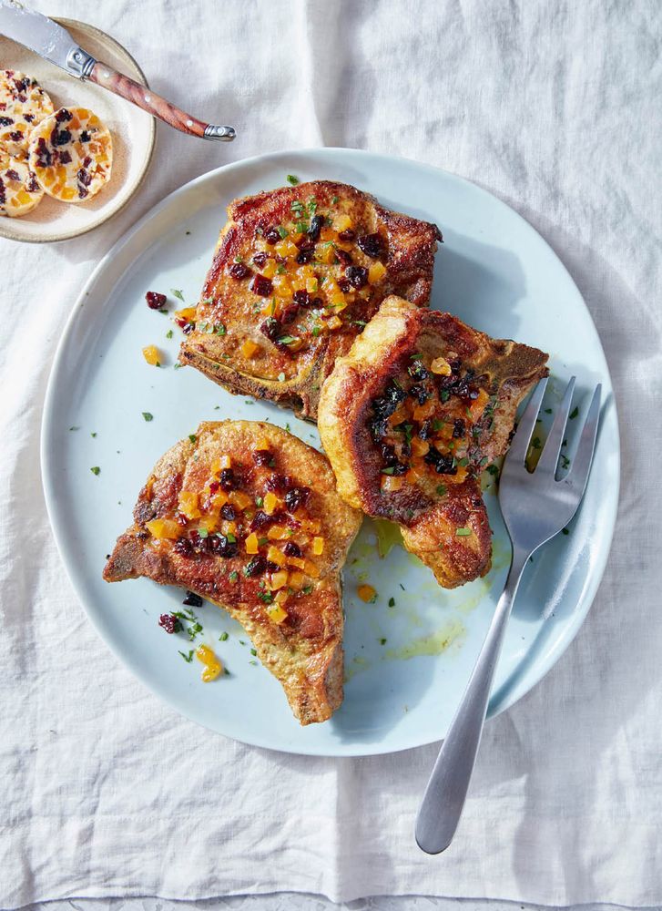 PanRoasted Pork Chop with Fruited Compound Butter from Flavors of the