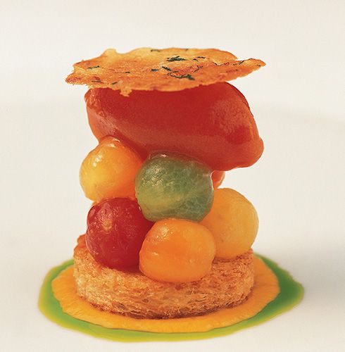 Salad of Petite Summer Tomato with Vine—Ripe Tomato Sorbet from The French Laundry Cookbook by Thoma