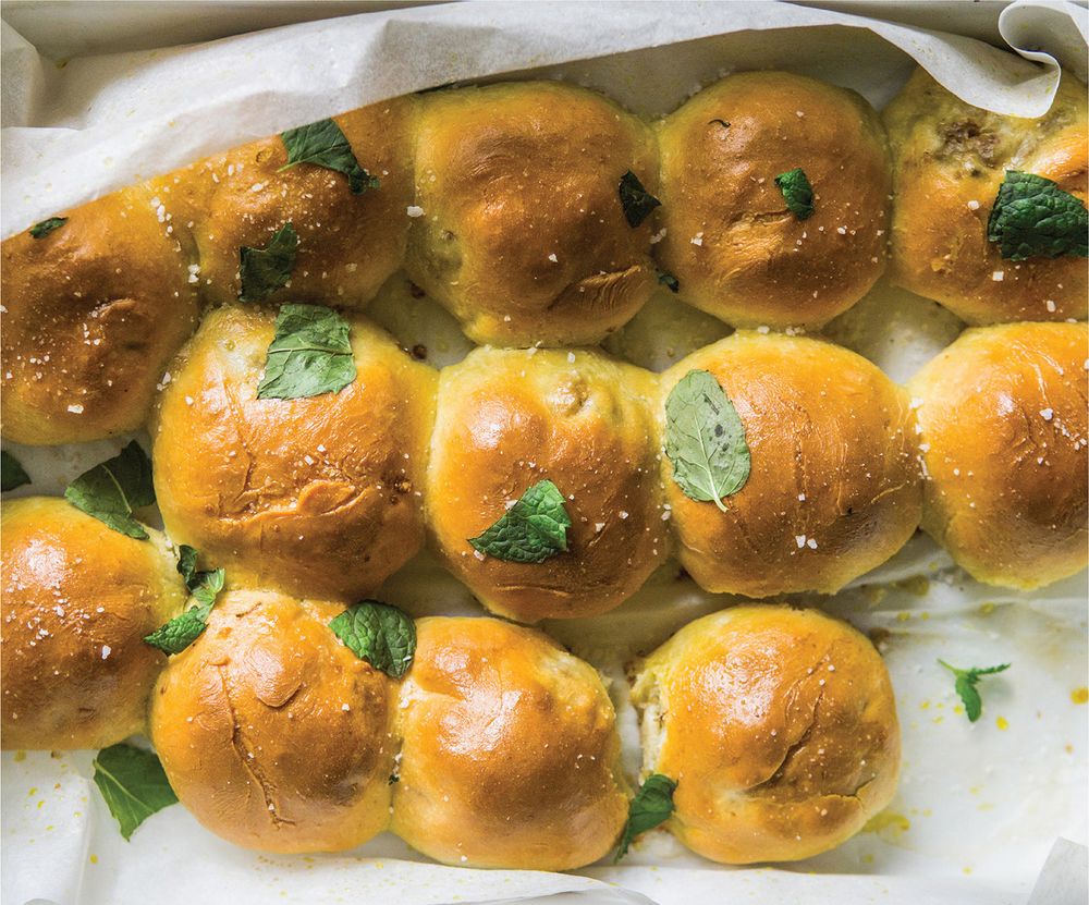 Baked Yeasted Pierogi with Buckwheat, Twaróg, and Mint from Fresh From Poland: New Vegetarian Cooking from the Old Country by Michał Korkosz