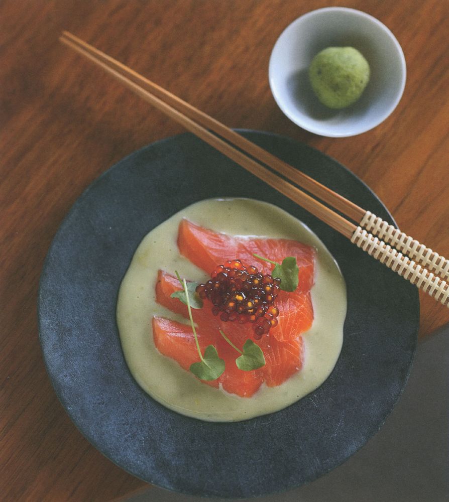 Sashimi with soy tapioca & wasabi yuzu beurre blanc from Fusion A