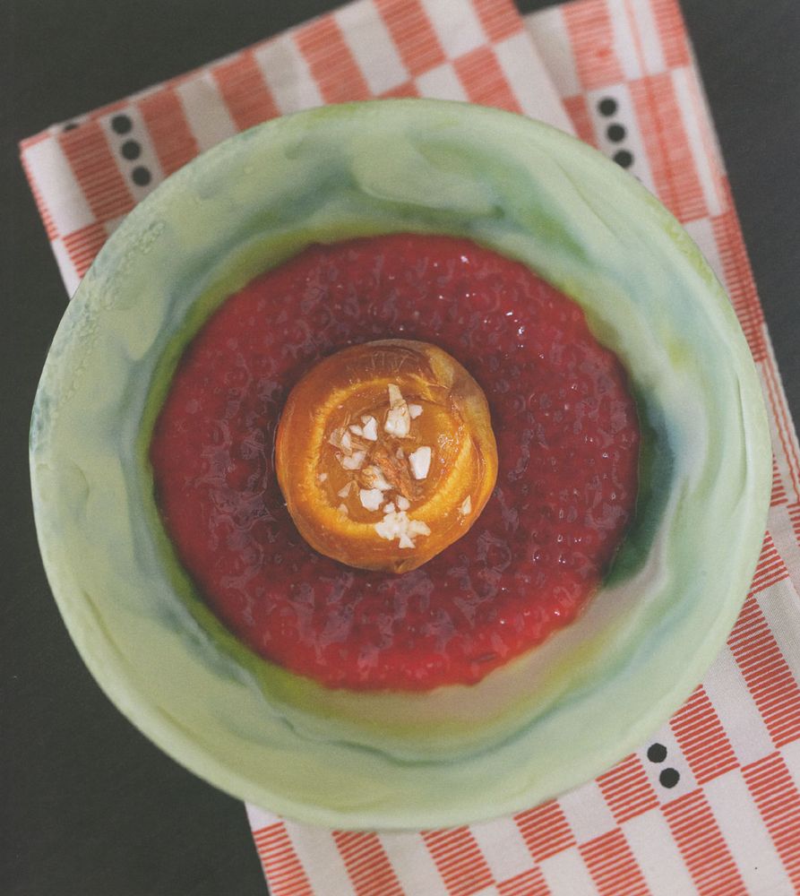 Plum tapioca with apricotstone baked apricots from Fusion A Culinary