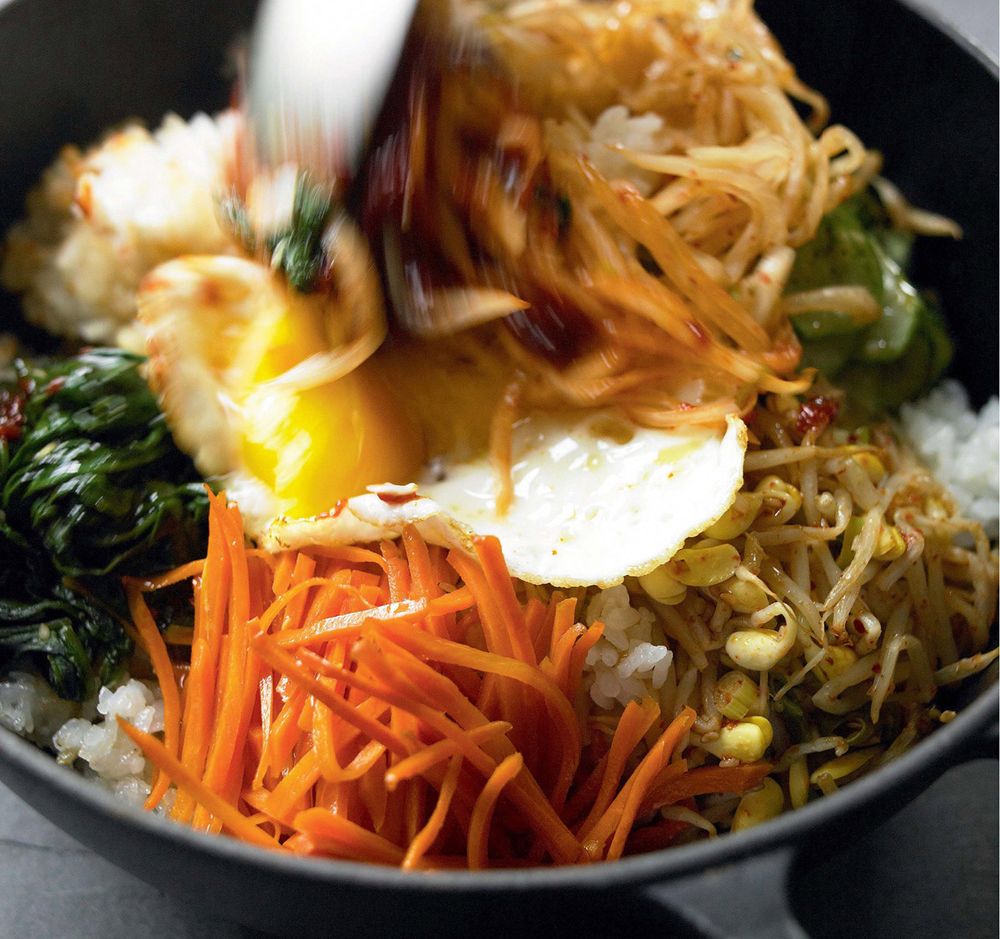 Seasoned Vegetable Rice Bowl from The Korean Table From Barbecue to