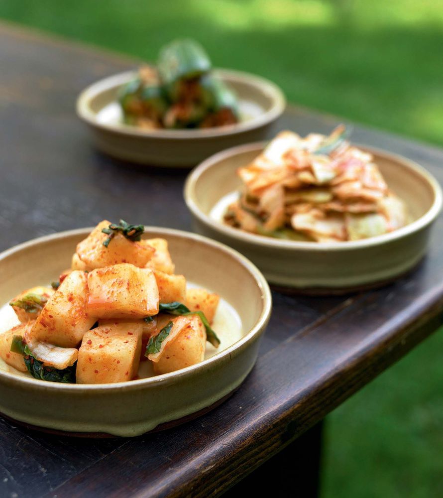 Daikon Radish Kimchi from The Korean Table From Barbecue to Bibimbap 100 EasyToPrepare