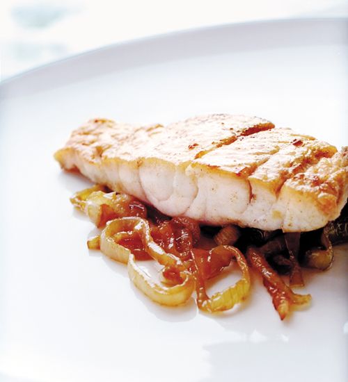 Seared Pollock Fillet with Caramelized Onions from Kitchen of Light: New Scandinavian Cooking by And