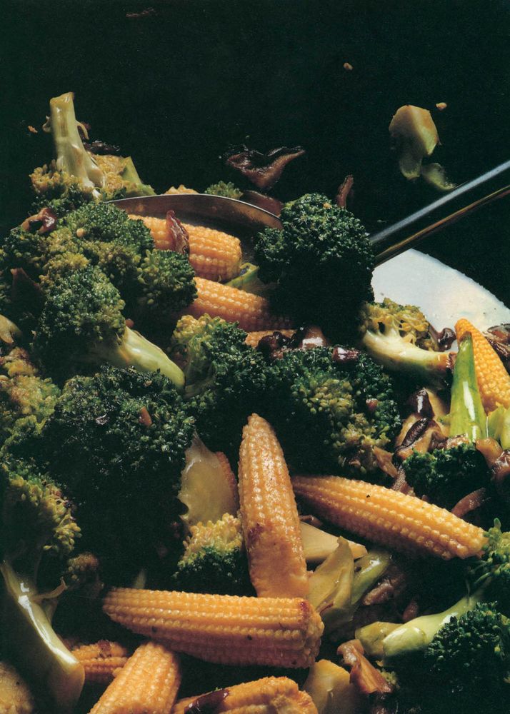 Hong Kong-Style Broccoli and Baby Corn  from Ken Hom's Hot Wok by Ken Hom