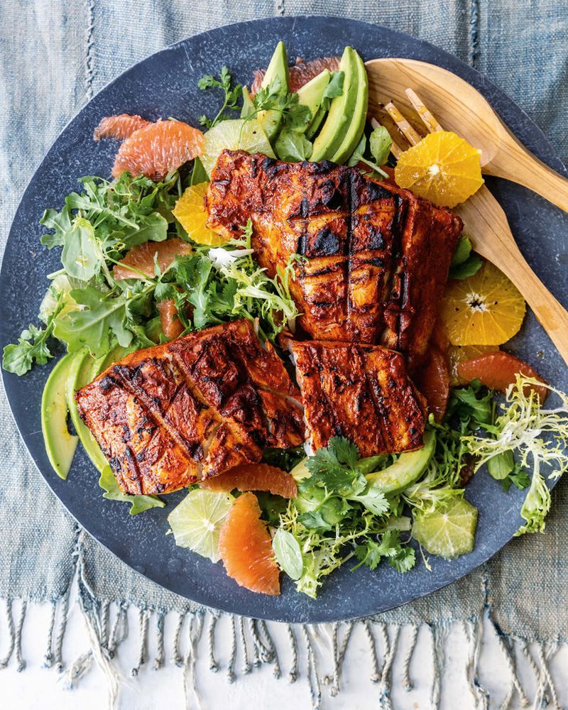 Achiote-Grilled Sea Bass and Citrus Salad from The Hog Island Book of Fish &amp; Seafood: Culinary Treasures from Our Waters by John Ash