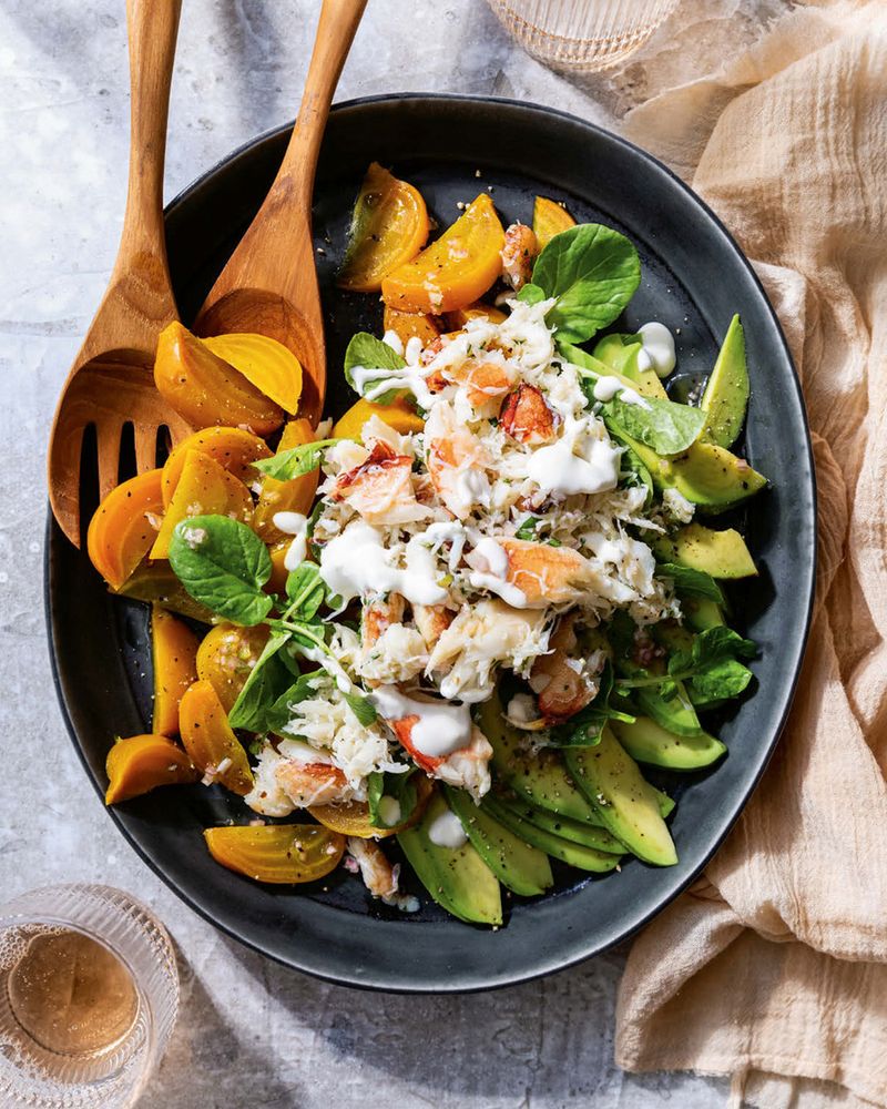 Crab, Avocado, and Golden Beet Salad with lime vinaigrette from The Hog Island Book of Fish & Seafoo