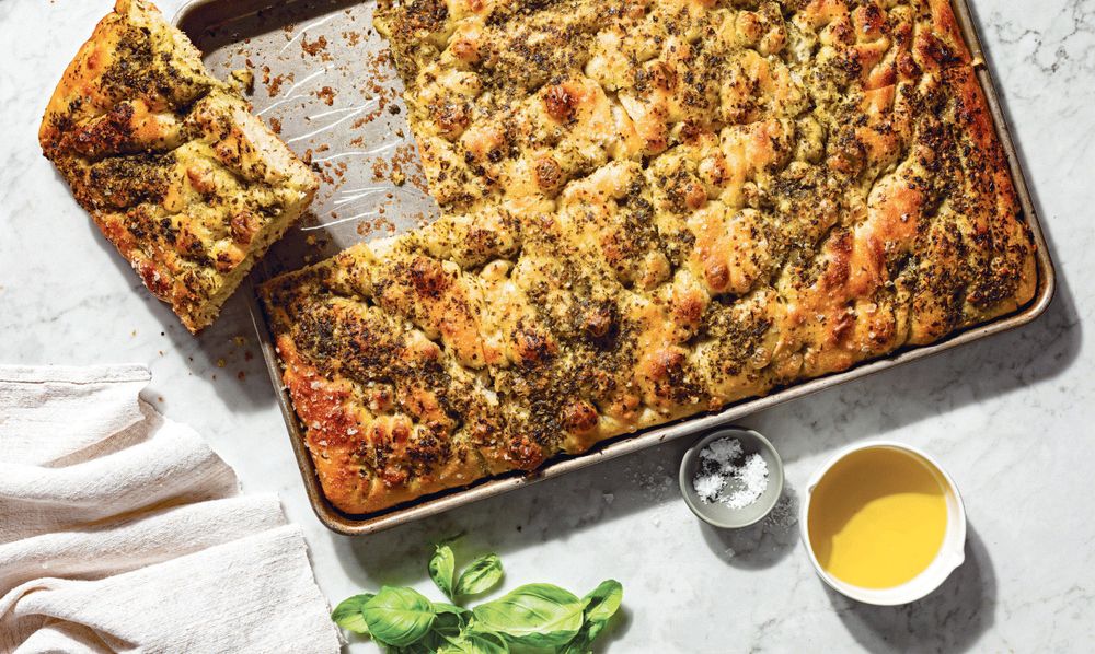 Swirled Summer Pesto Focaccia from Williams Sonoma at Home Favorites by