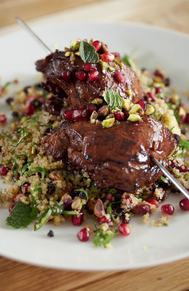 Pomegranate molasses chicken with bulgar wheat salad from Honey & Co