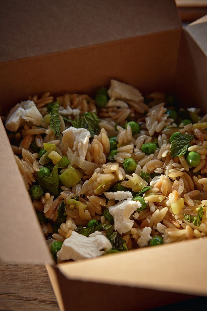 Israeli couscous, peas, preserved lemon, mint & goats’ cheese from Honey & Co Food from the