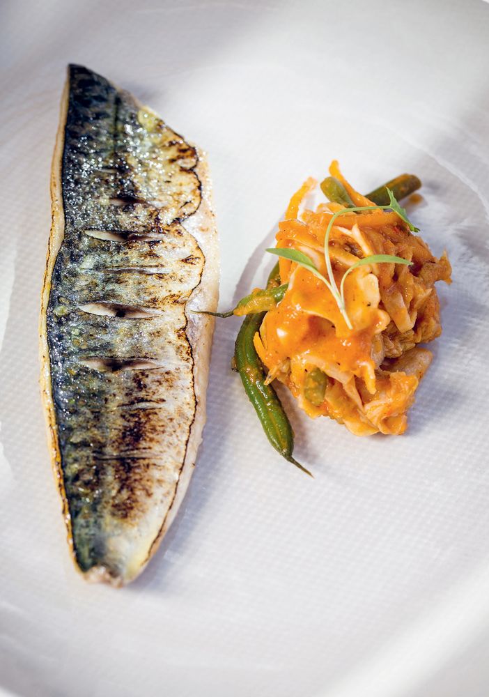 Grilled Mackerel/Green Bean, Fennel & Apple Kimchee from Hook Line
