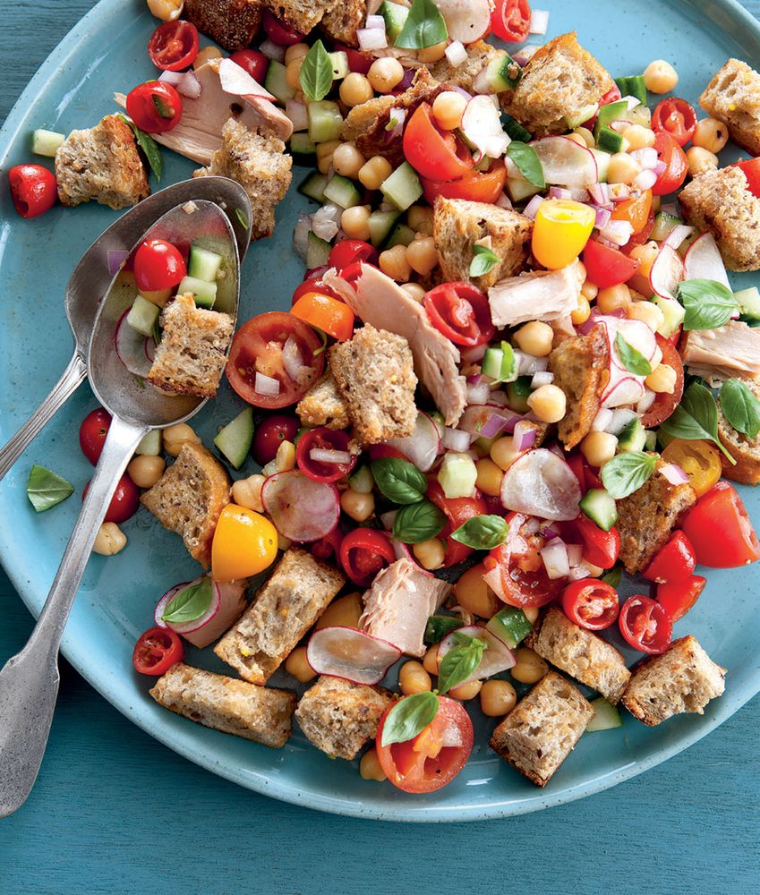 Panzanella Salad with Tomatoes, Chickpeas & Tuna from Healthy in a Hurry by Karen Ansel