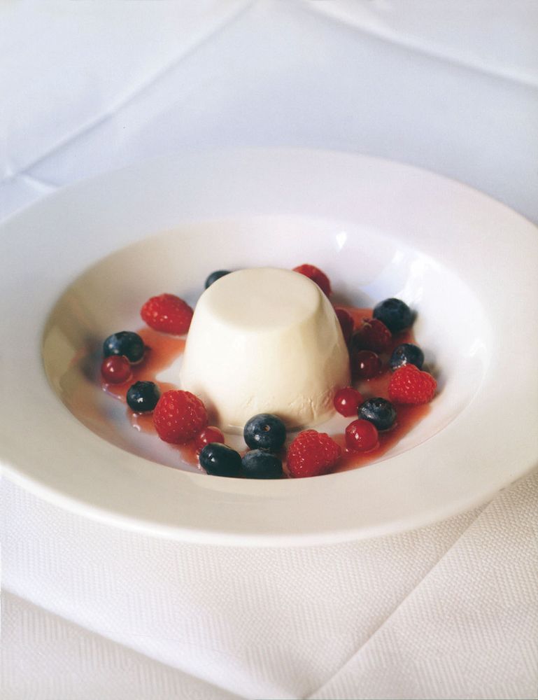 Elderflower and Buttermilk Pudding with Summer Fruits from Hix Oyster