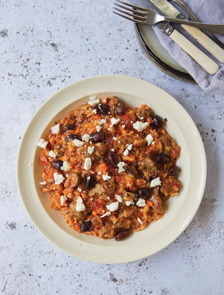 Greek Lamb & Orzo Casserole from We're Hungry! Batch Cooking Your