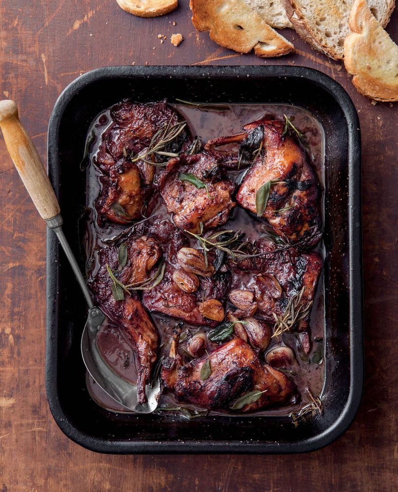 Rabbit Braised in Red Wine from Italian Comfort Food by The Editors of