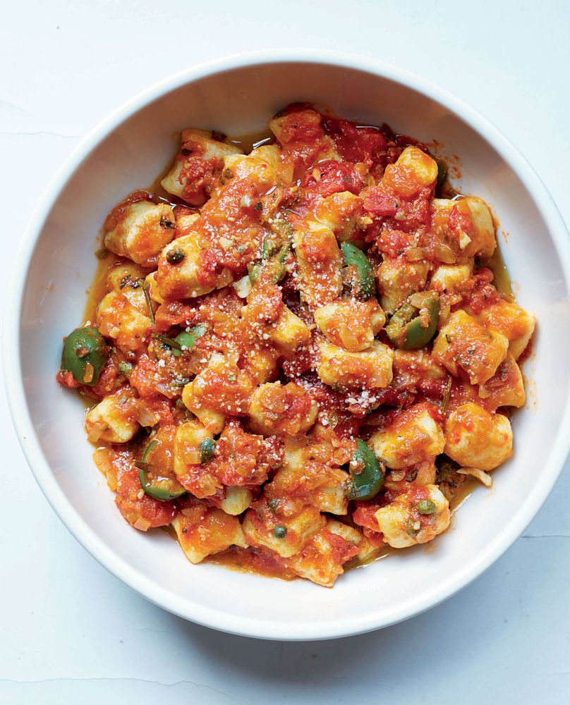 Ricotta Gnocchi with Olives, Capers & Tomatoes from Italian Comfort Food by The Editors of Saveur