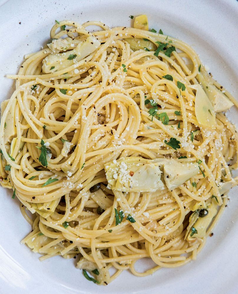 Spaghetti with Artichokes, Lemon & Capers from Italian Comfort Food by