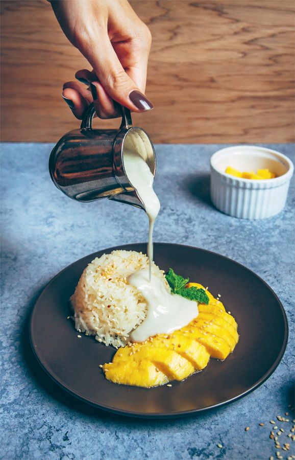 Mango sticky rice from Jackfruit and Blue Ginger by Sasha Gill