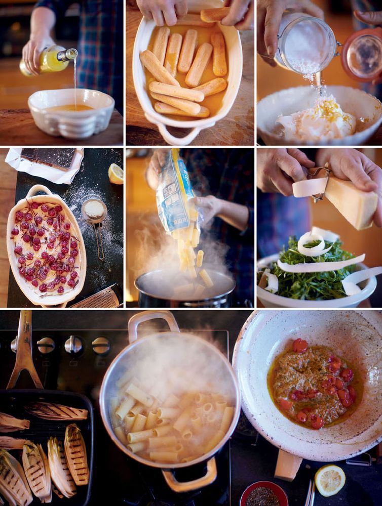 Wonky Summer Pasta Herby Salad Pear Drop Tartlets from Jamie's 30