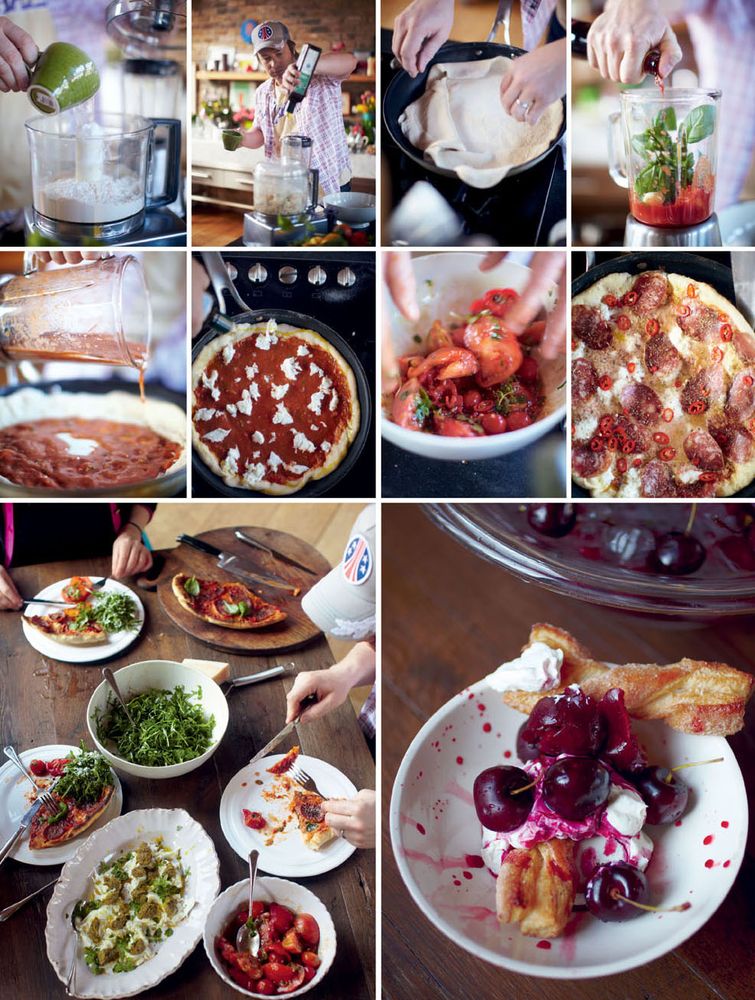 Oozy Mushroom Risotto Spinach Salad Quick Lemon & Raspberry Cheesecake