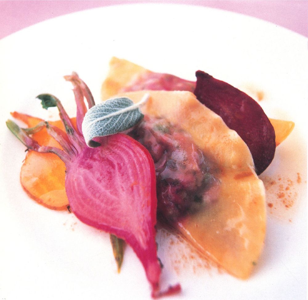 Beet Ravioli with Beet Sauce from Cooking at Home with a FourStar Chef by Jean