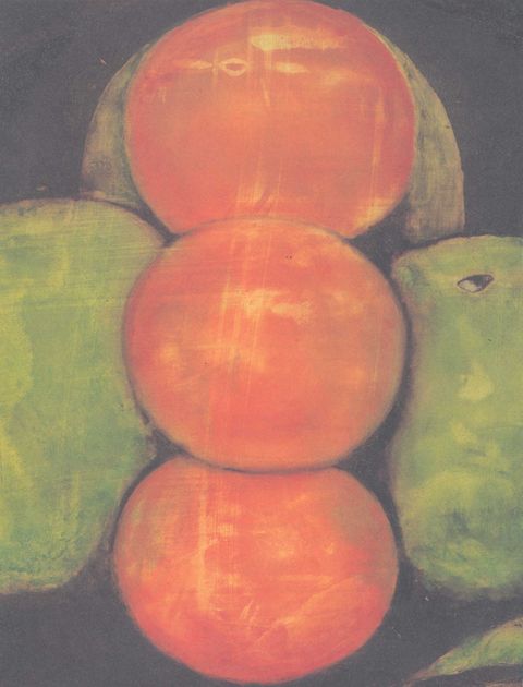 March 7, 1986 (detail). Oil, spackle, and tar on tile, 12 1/2" x 12 1/2". Collection of the artist.