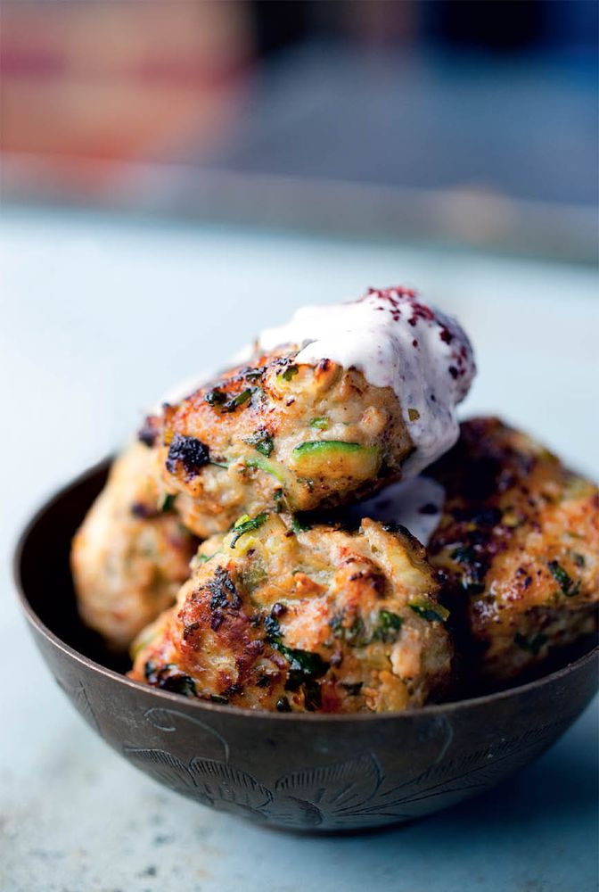 Turkey & courgette burgers with spring onion & cumin from Jerusalem by