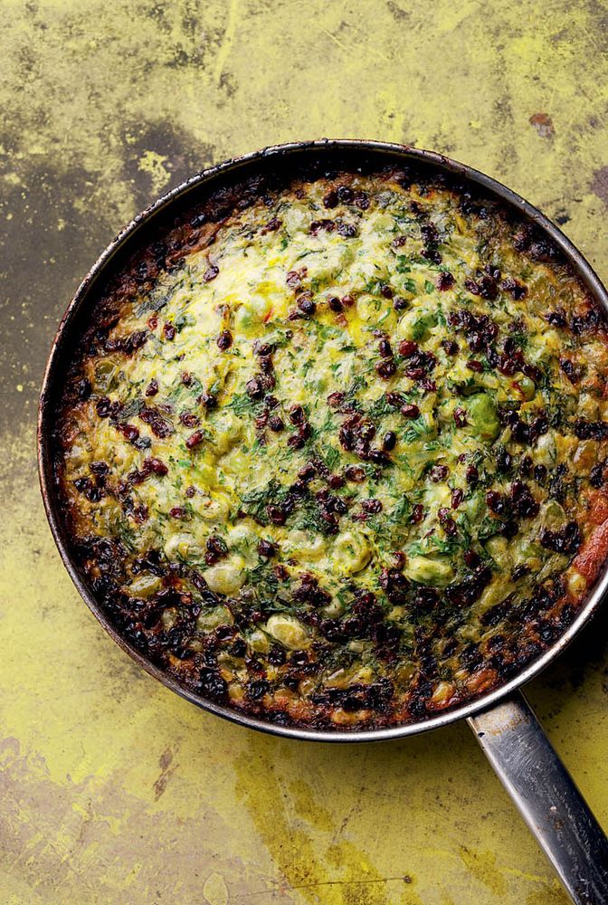 Broad bean kuku from Jerusalem by Yotam Ottolenghi and Sami Tamimi