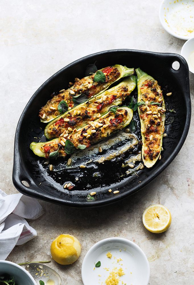 Stuffed courgettes with pine nut salsa from Ottolenghi Simple by Yotam ...
