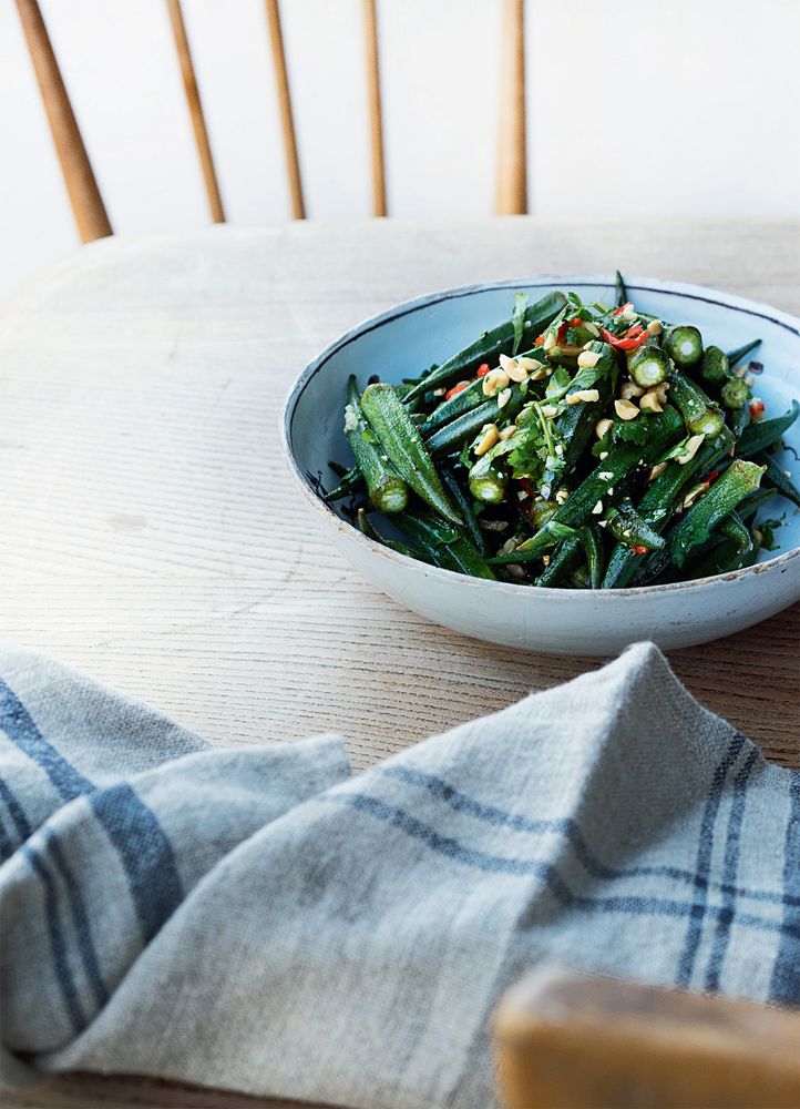 Quick okra with sweet and sour dressing from Ottolenghi Simple by Yotam