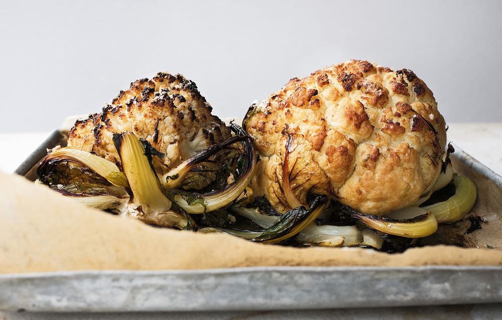 Roasted whole cauliflower from Ottolenghi Simple by Yotam Ottolenghi