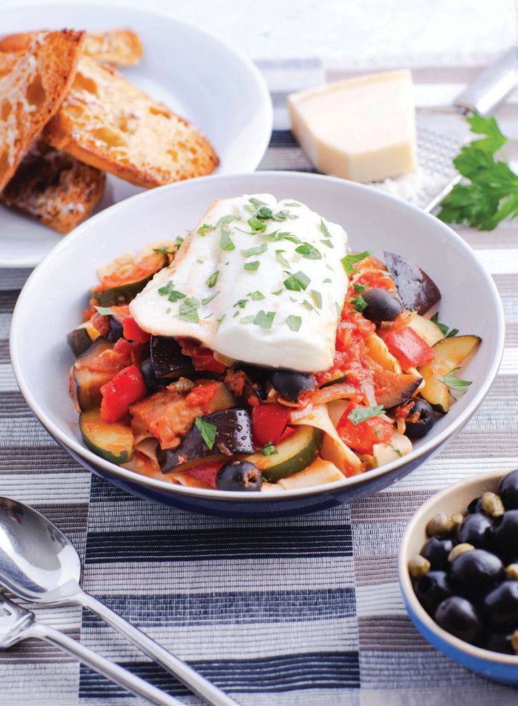 Fish Fillets on Mediterranean Vegetables from For The Love Of The Sea: A cook book to celebrate the 