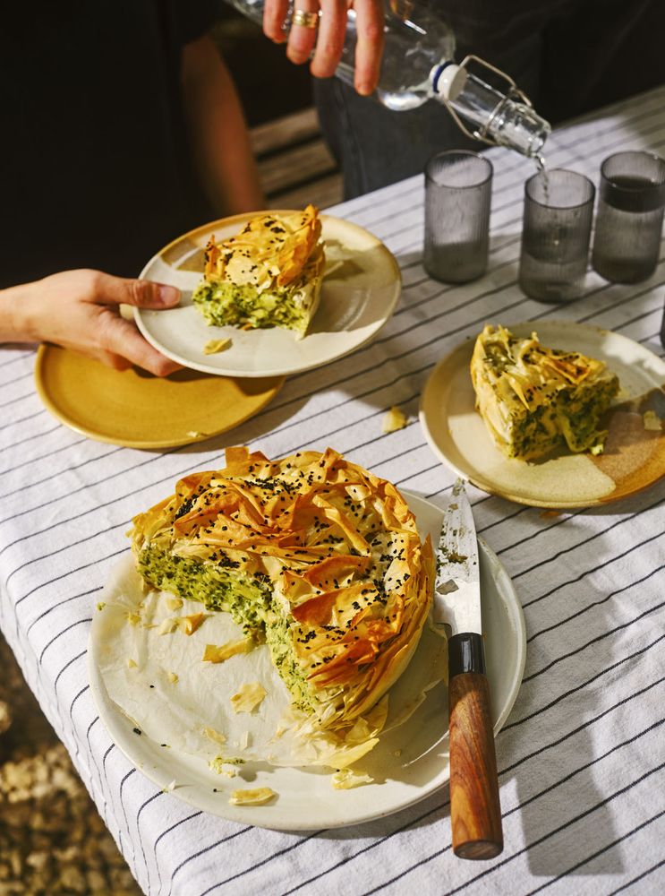 Mac &amp; Cheesy Greens Filo Pie from Love Vegetables: Delicious Recipes for Vibrant Meals by Anna Shepherd