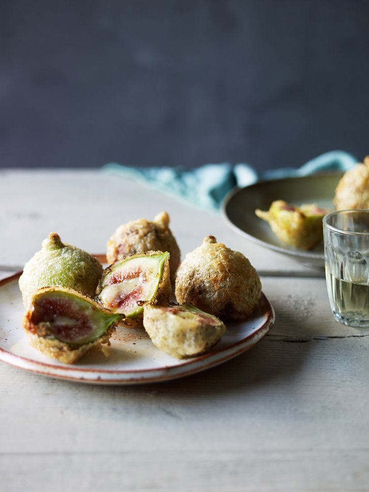 Fichi in Pastella Ripieni di Taleggio from A Lombardian Cookbook by Alessandro Pavoni and Roberta Mu