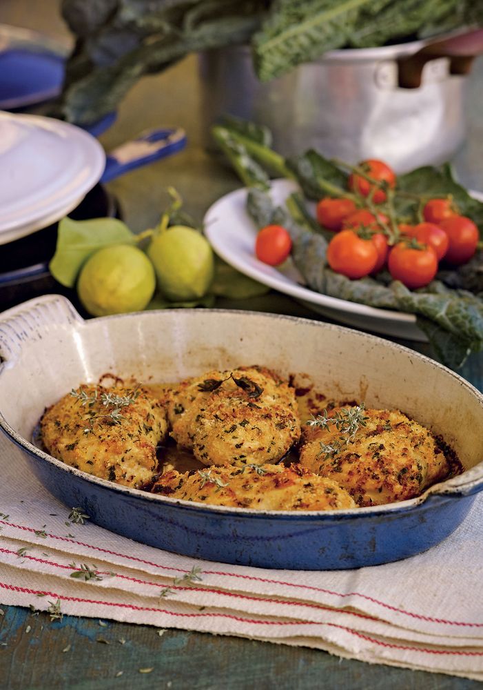 Baked Crumbed Chicken with Mozzarella, Anchovies & Capers from Limoncello and Linen Water by Tessa K