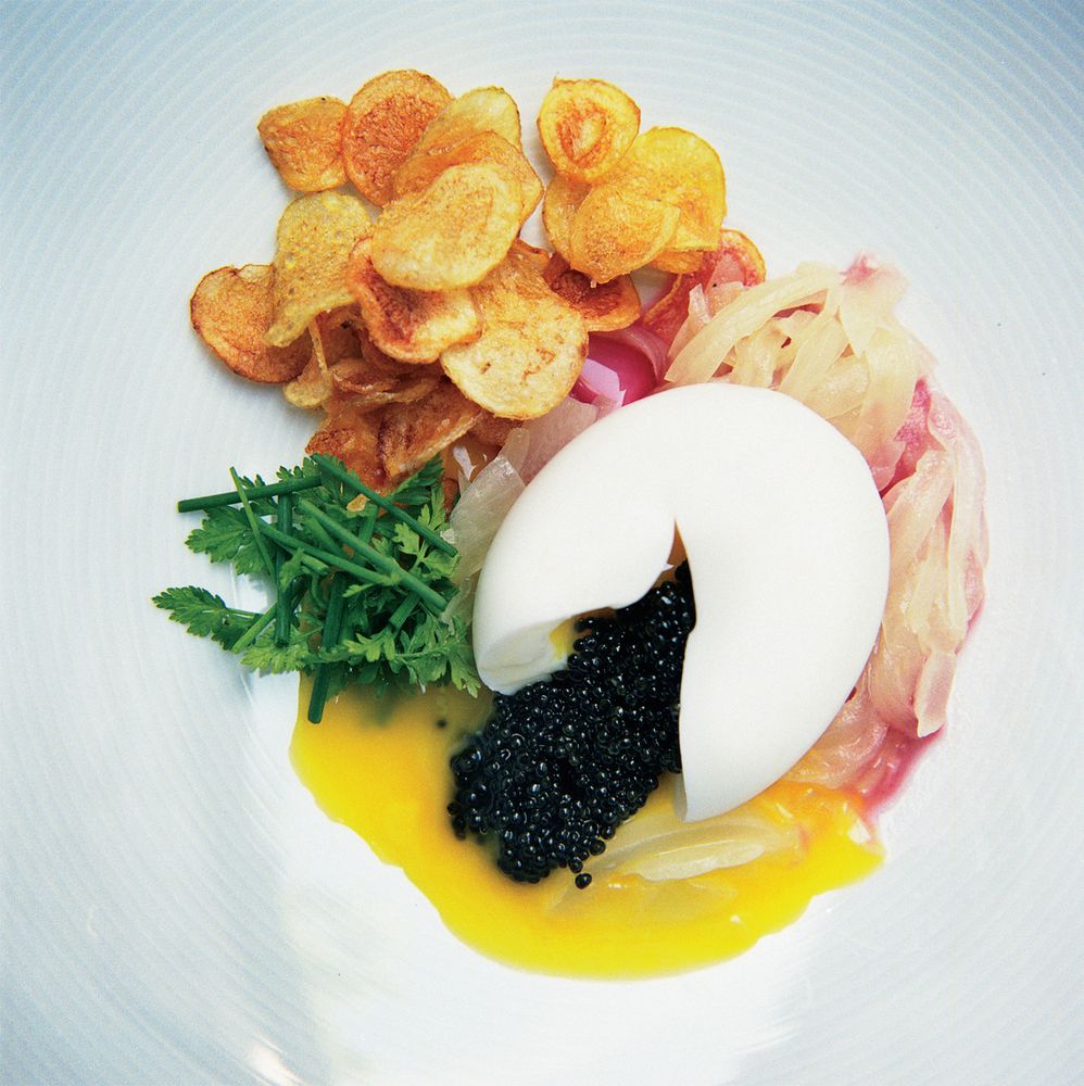 Soft-Cooked Hen Egg Caviar, Onions & Potato from Momofuku by David ...