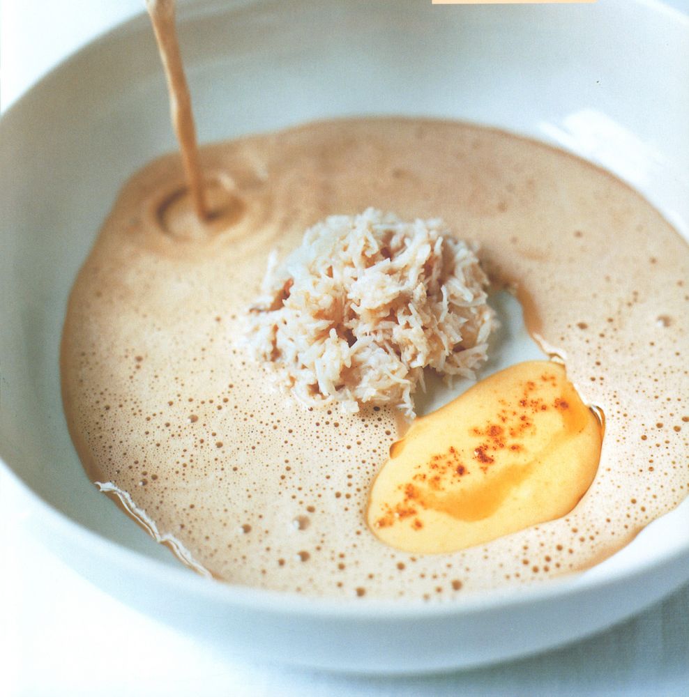 Crab Chowder with Sweetcorn Purée from Maze The Cookbook by Jason Atherton