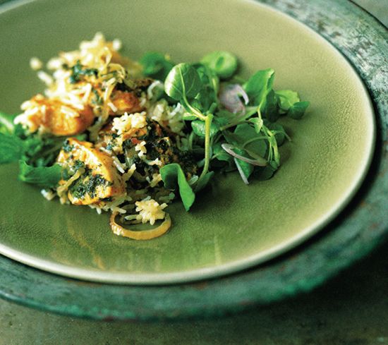 Watercress and Shallot Salad from Mangoes &amp; Curry Leaves: Culinary Travels Through the Great Subcontinent by Jeffrey Alford and Naomi Duguid