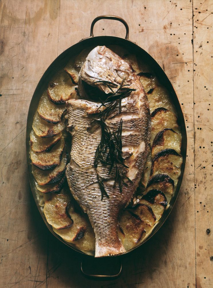 Fish with baker’s potatoes from Mark Hix on Baking by Mark Hix