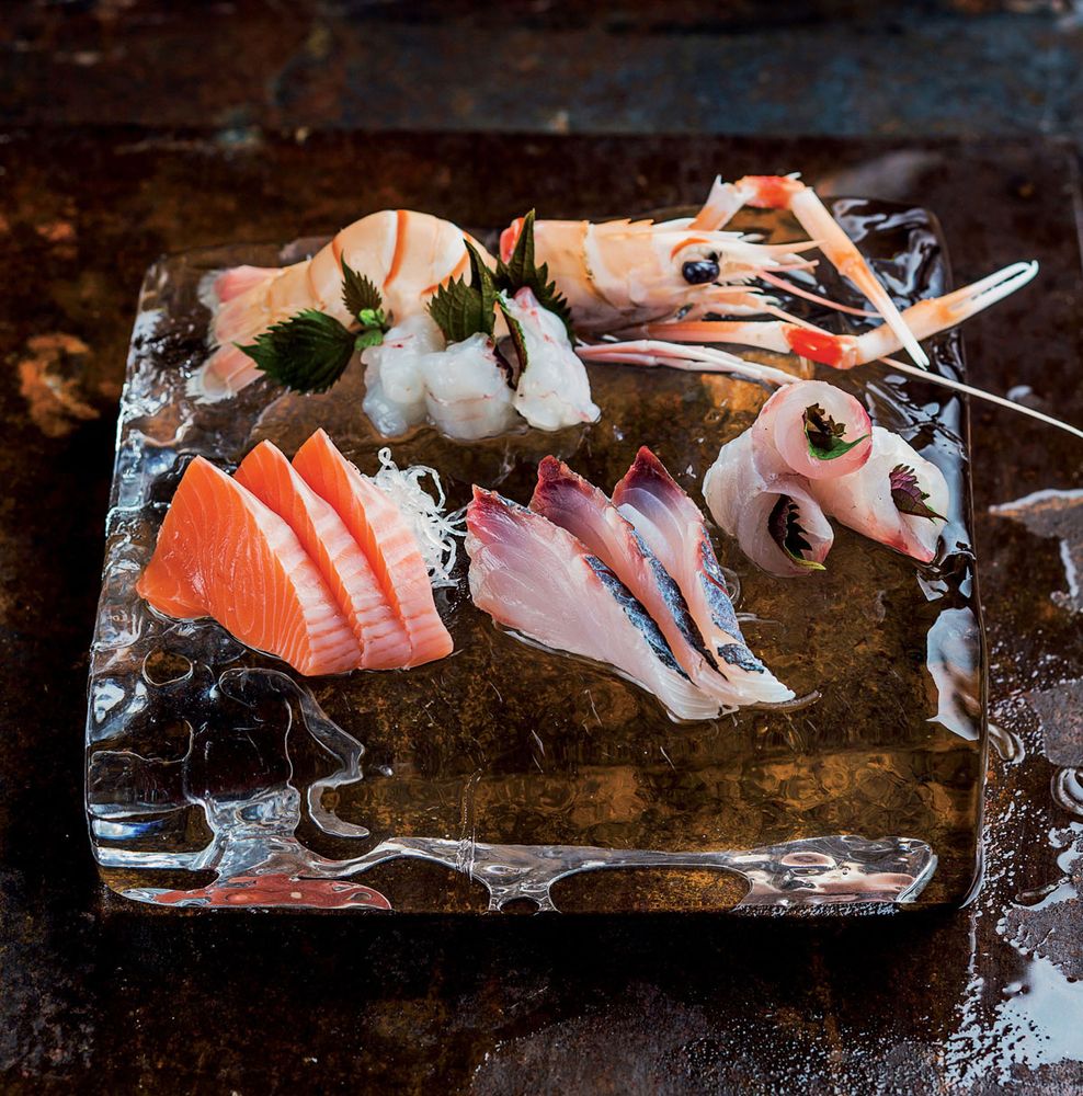 Salmon, Snapper, Trevally and Scampi Sashimi from Masu Fresh