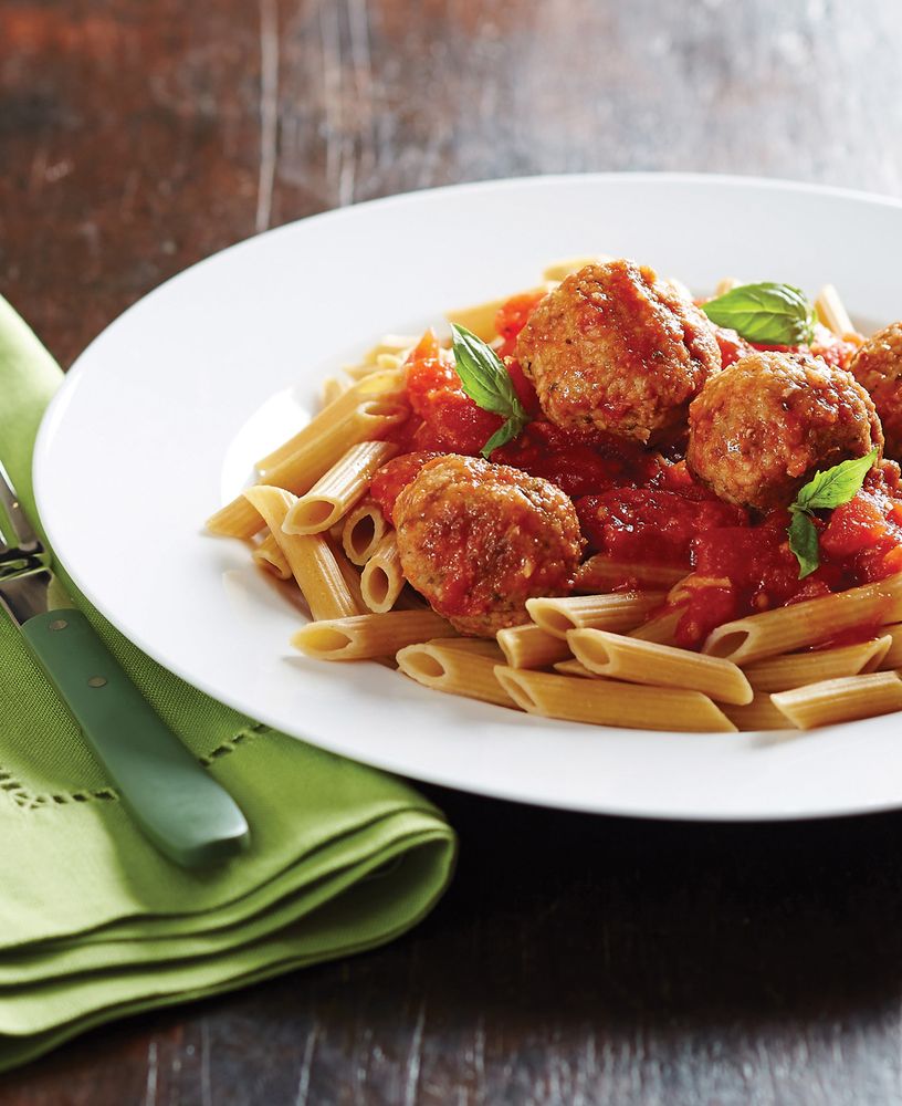 Pasta Marinara with Spicy Italian Bean Balls from The No Meat Athlete