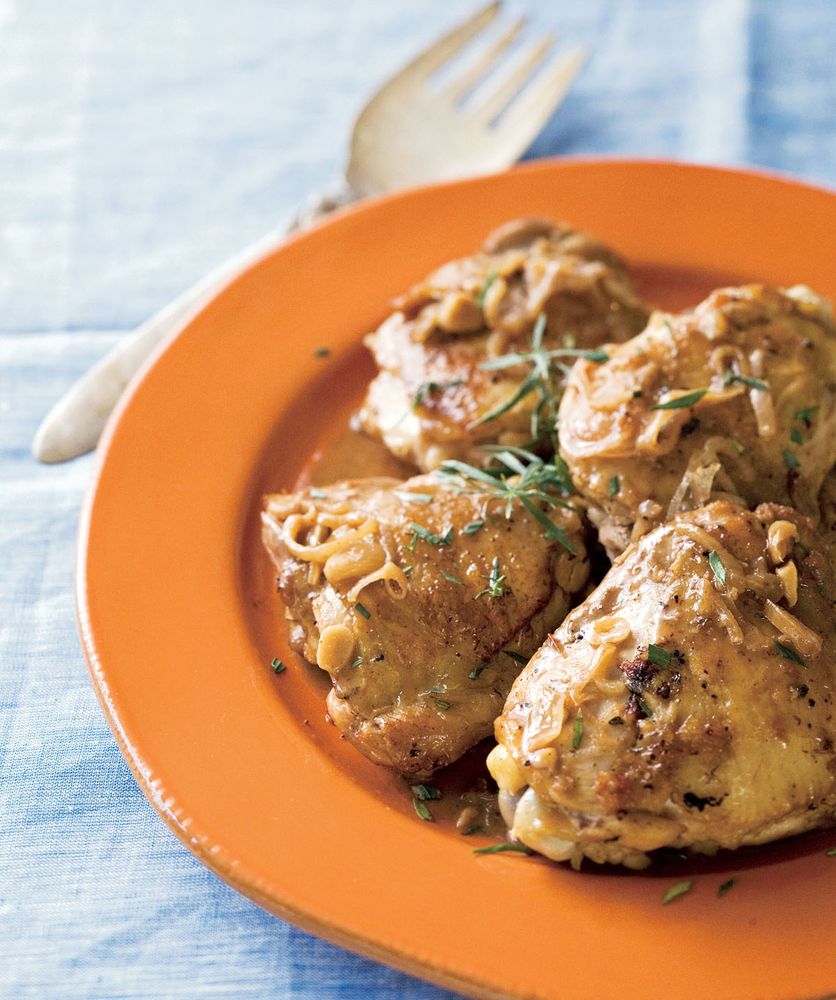 Chicken with Red Wine Vinegar, Tomato, and Shallots from Mediterranean Clay Pot Cooking