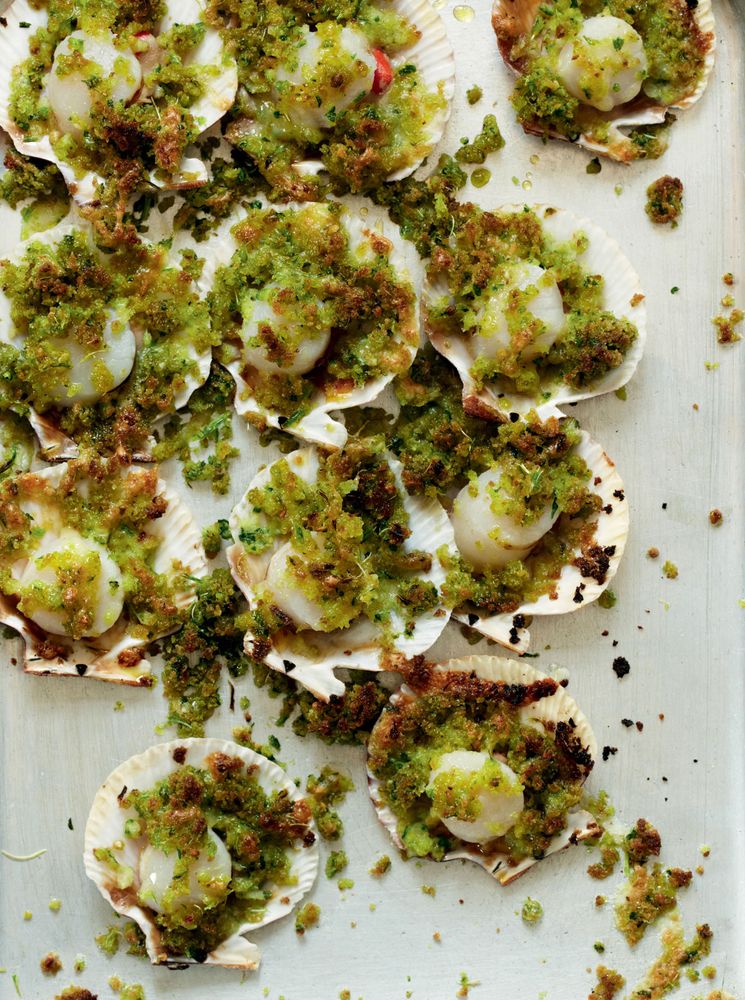 Queenie Scallops with a Herb Crust from On The Menu Seasonal Recipes