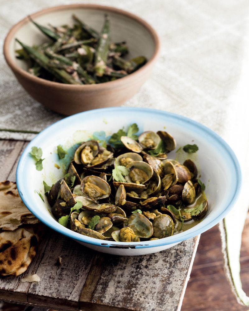 Panjim Clams with Coconut Okra from Mighty Spice Express Cookbook by John Gregory-Smith