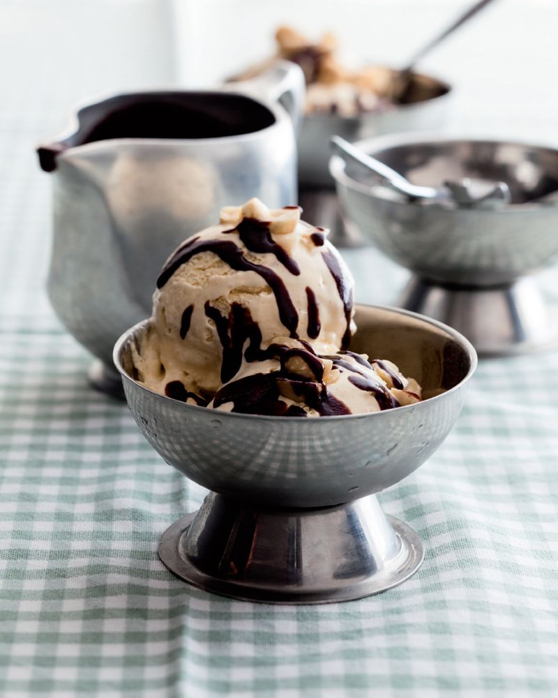 Vanilla Ice Cream with Salted Caramel Chocolate Sauce from Mighty Spice Express Cookbook by John Gre