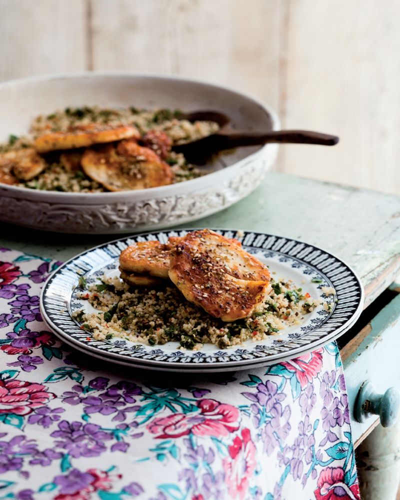 Zaatar Halloumi with Couscous Salad from Mighty Spice Express Cookbook by John Gregory-Smith