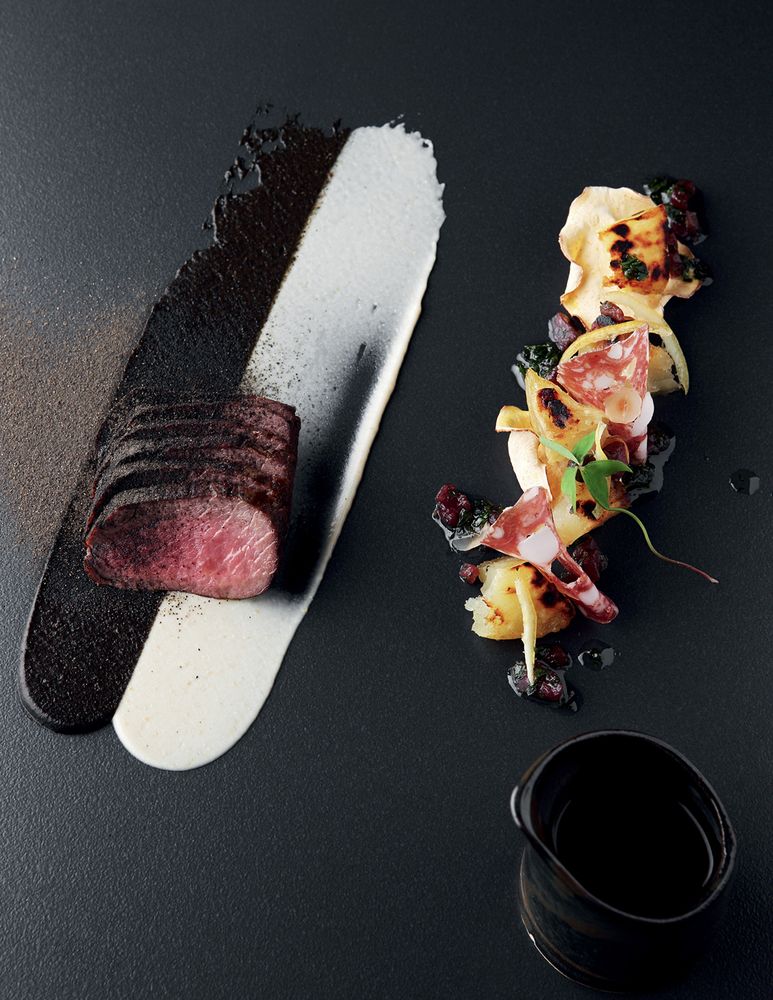 Springbok, aubergine purée, Neil’s salami from Mile 8: A book about ...